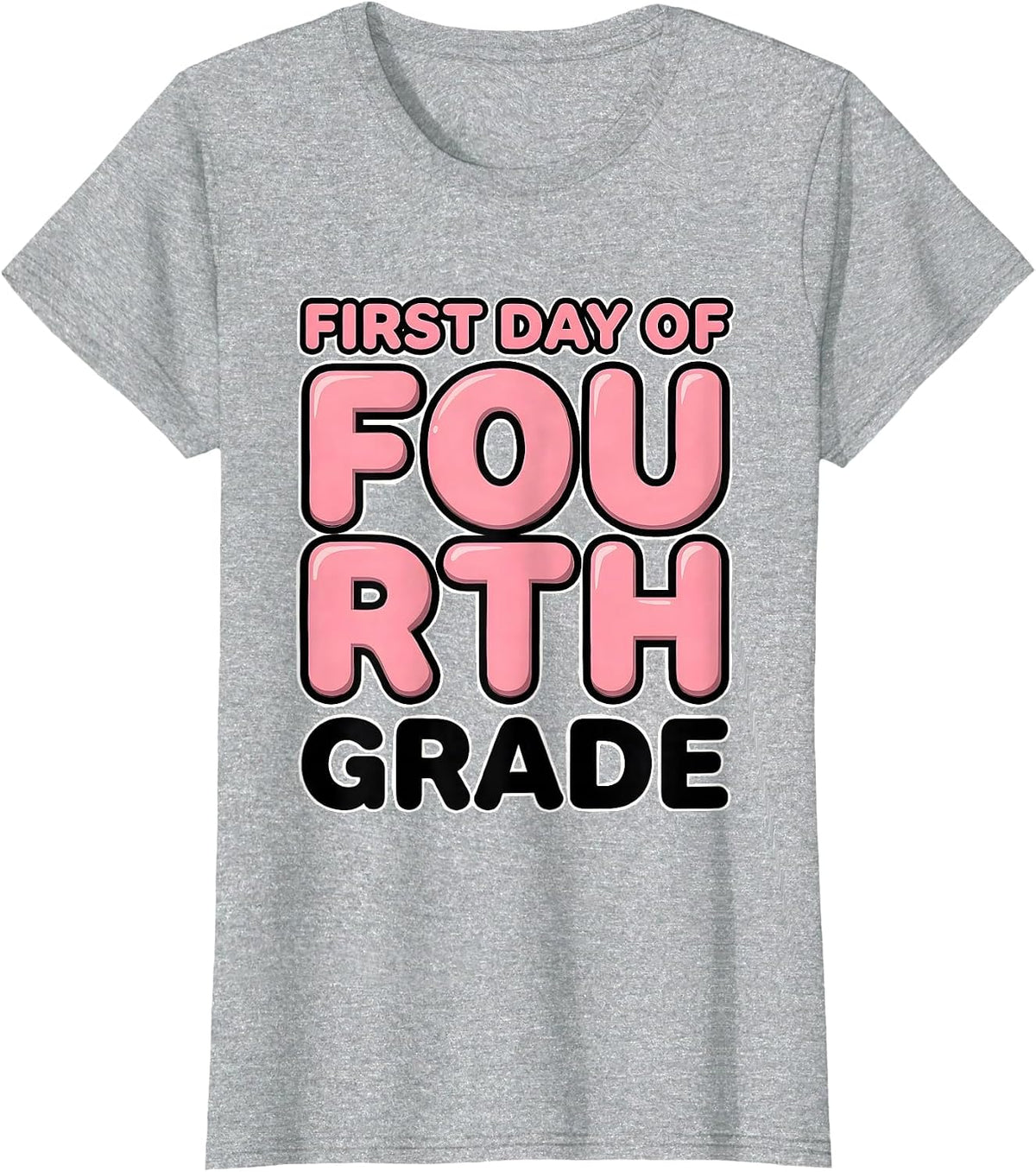 First Day Of Fourth Grade Coquette Back To School Girls Kids T-Shirt - Heather Grey