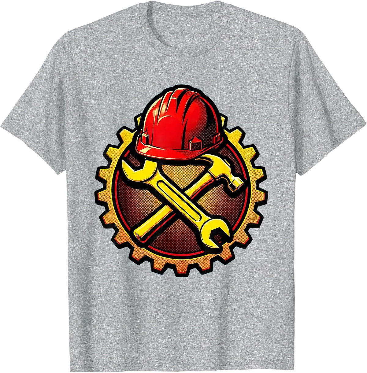 Men's Labor Day Hard Hat and Crossed Tools Graphic T-Shirt - Heather Grey