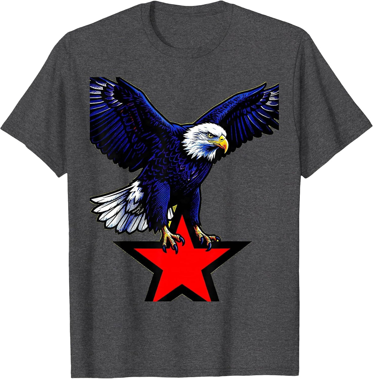 Proud Democrat Bald Eagle Democratic Star T-Shirt - Dark Heather Grey