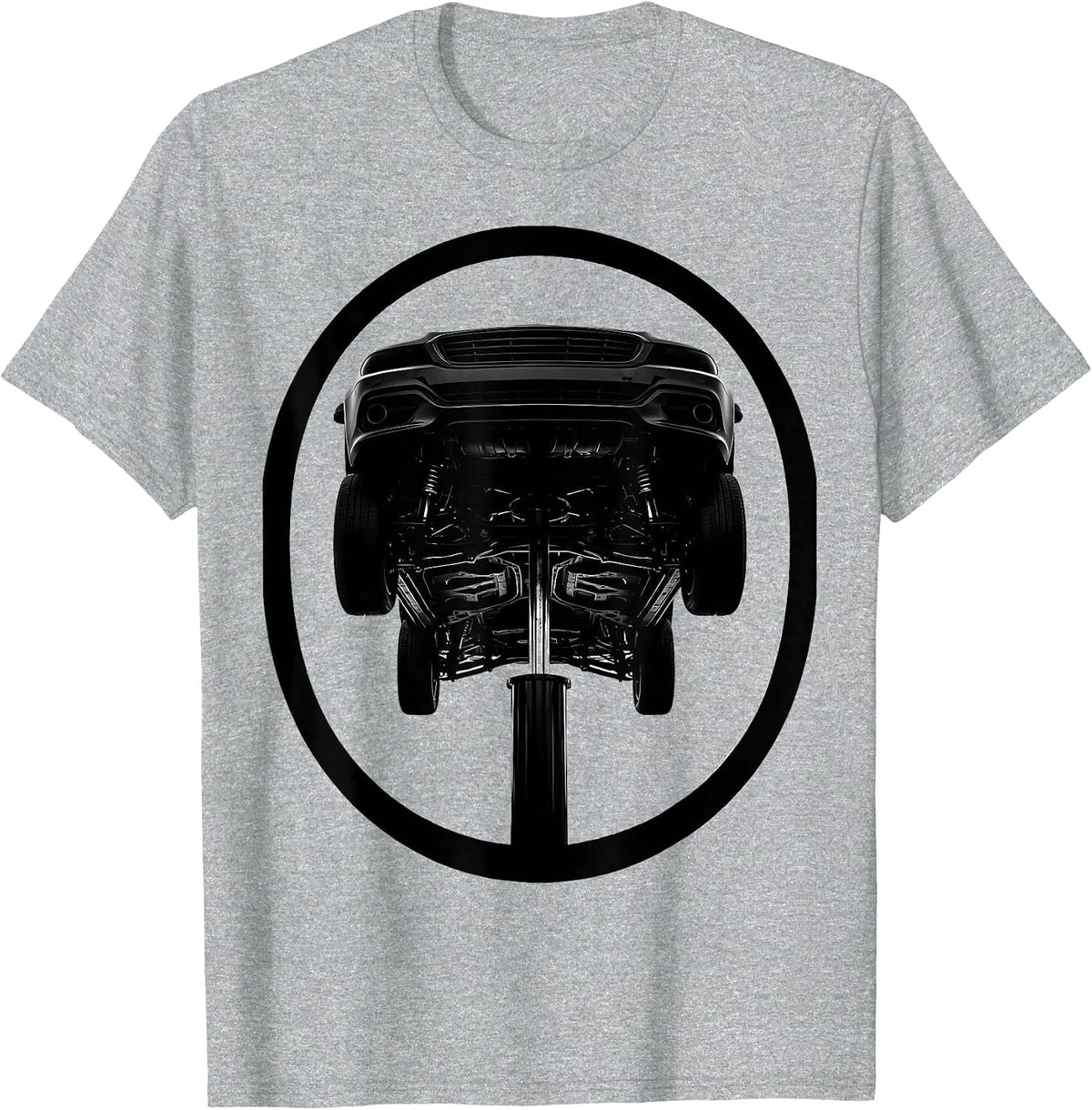 Men's Mechanic Car Hydraulic Jack Lift Illustration T-Shirt - Heather Grey