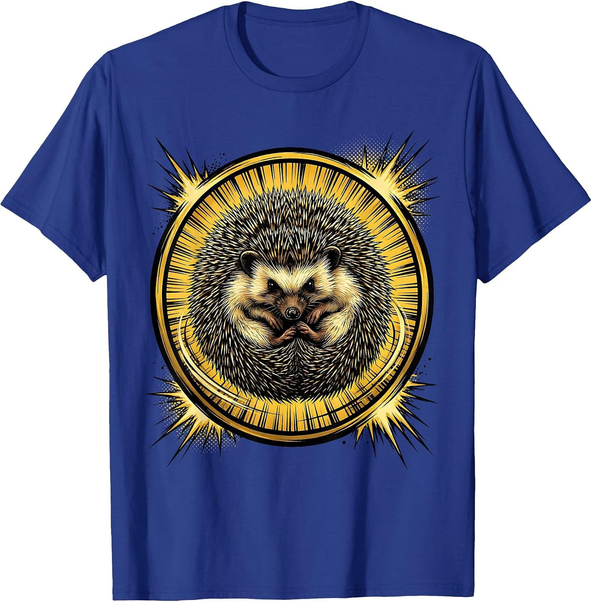 Dramatic Hedgehog Ball Roll Funny Animal Graphic T-Shirt - Royal Blue