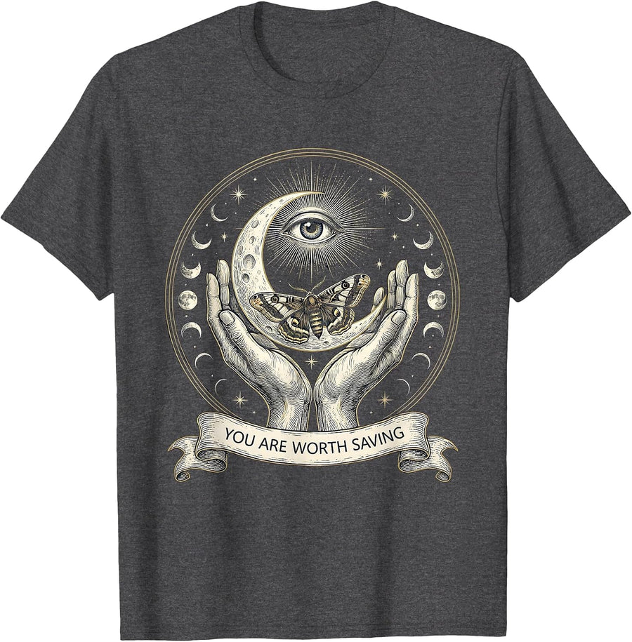 Men's You Are Worth Saving Suicide Prevention Awareness T-Shirt - Dark Heather Grey