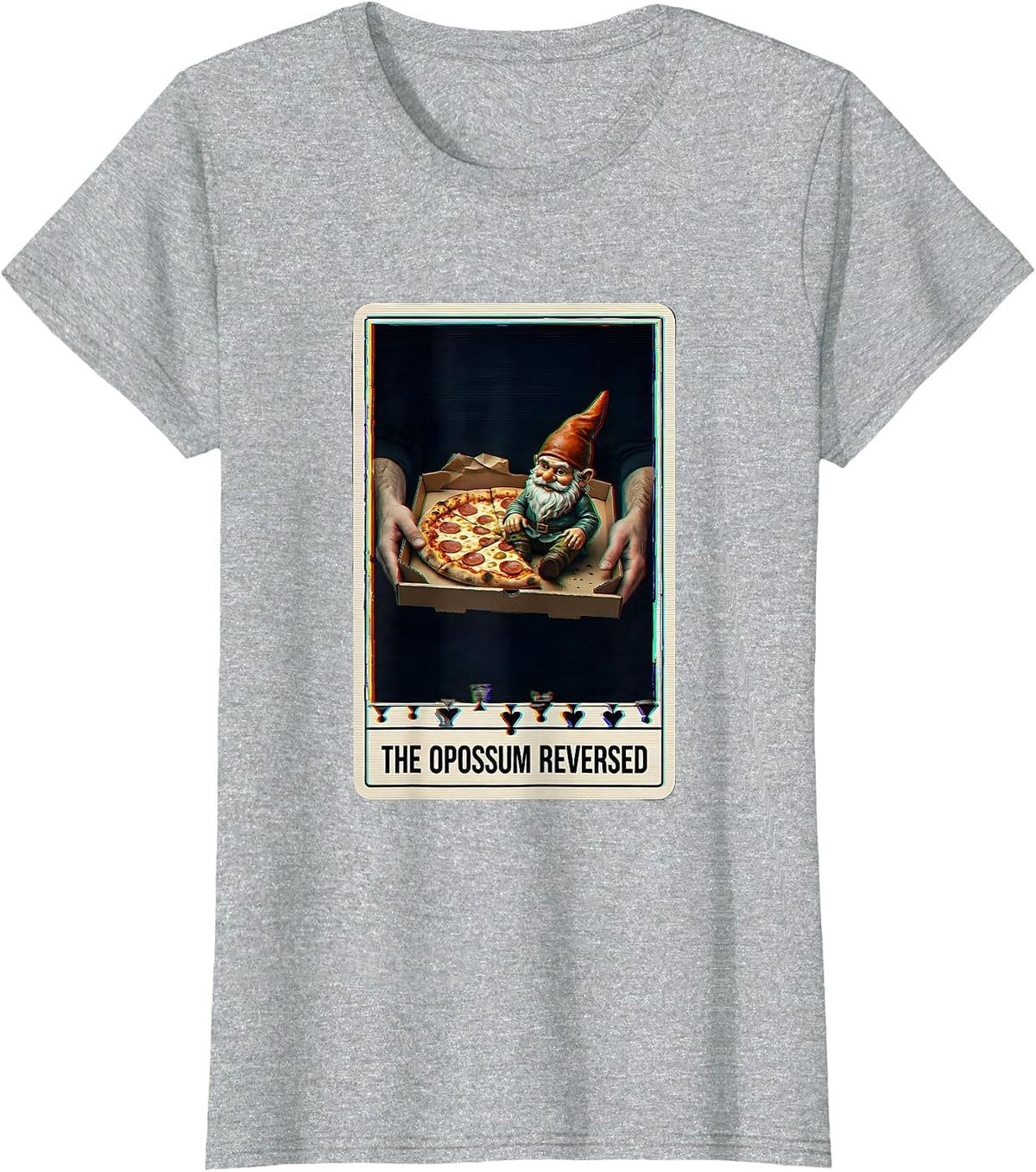 The Opossum Reversed Surreal Tarot Card Parody Humor T-Shirt - Heather Grey