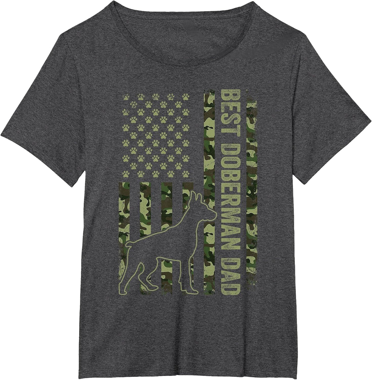 American Flag Best Doberman Dad Ever Tee Dog Dad T-Shirt - Dark Heather Grey