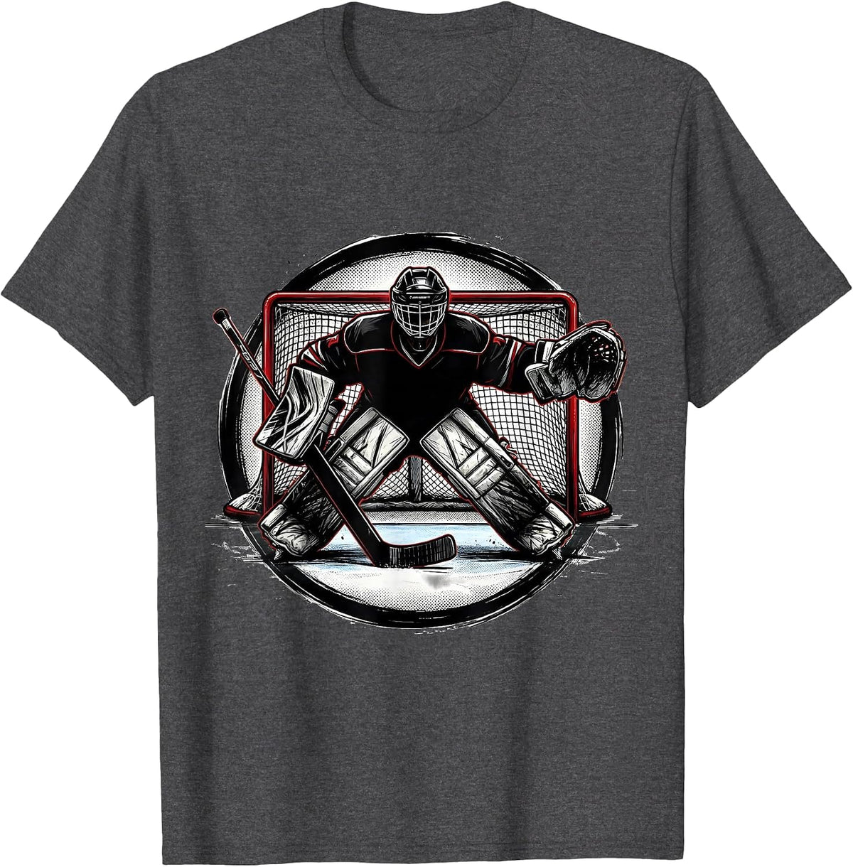 Men's Goalie Silhouette Lone Guardian of the Net T-Shirt - Dark Heather Grey