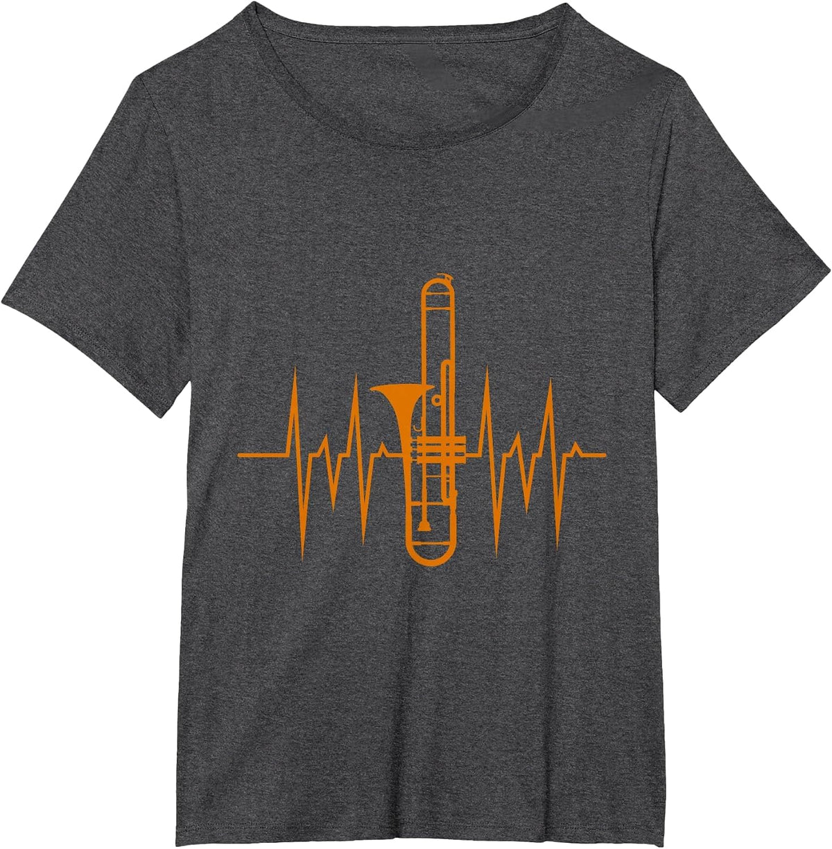 Heartbeat Trombonist - Trombone T-Shirt - Dark Heather Grey