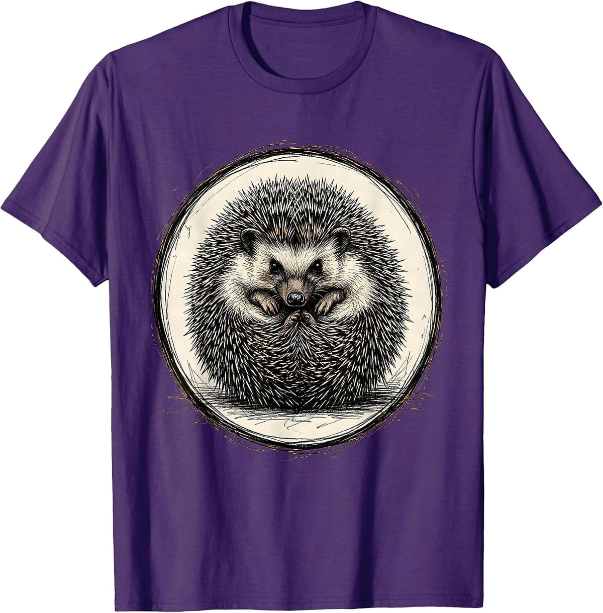 Men's Defensive Hedgehog Curled Spike Ball Graphic T-Shirt - Purple