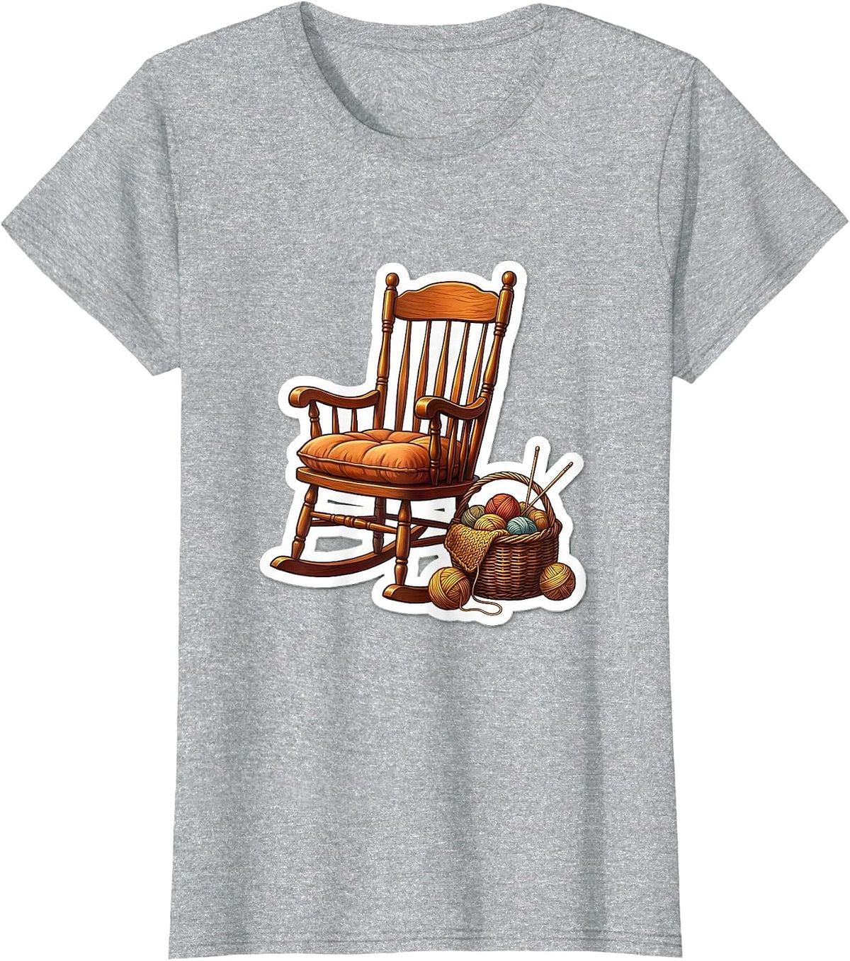 Cozy Rocking Chair Knitting Basket Mama Design T-Shirt - Heather Grey