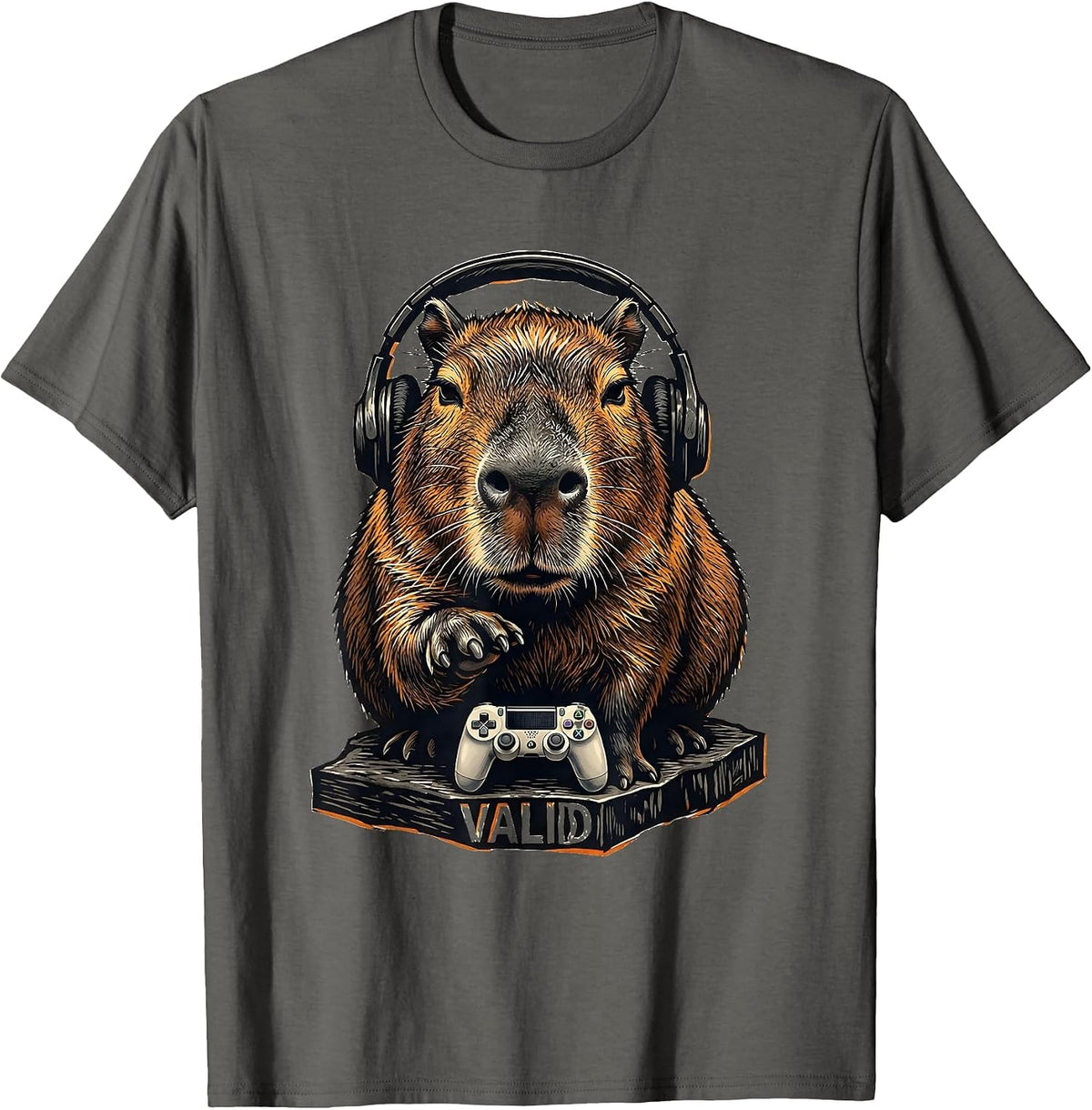 Valid Funny Capybara Gamer Meme Humor Video Games T-Shirt - Asphalt Grey