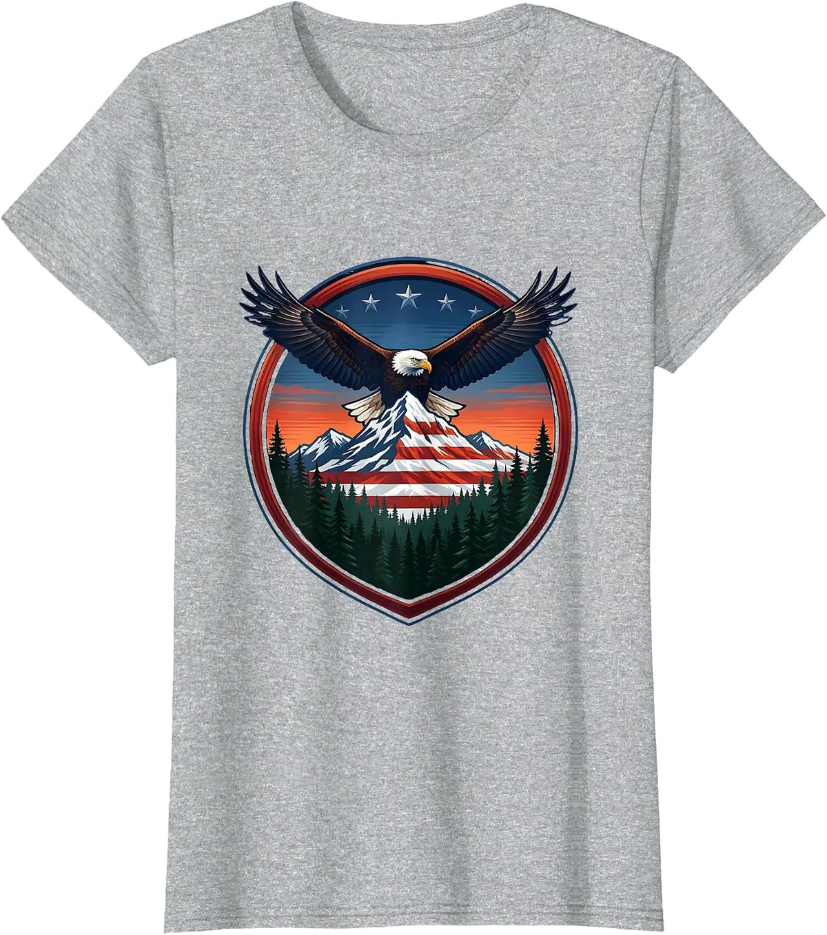American Flag Tattoo Sleeve Muscular Arm Graphic T-Shirt - Heather Grey
