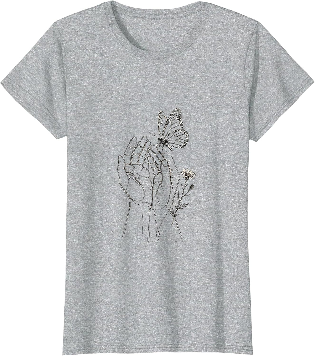 Women's Be Kind Child Releasing Butterfly Graphic T-Shirt - Heather Grey