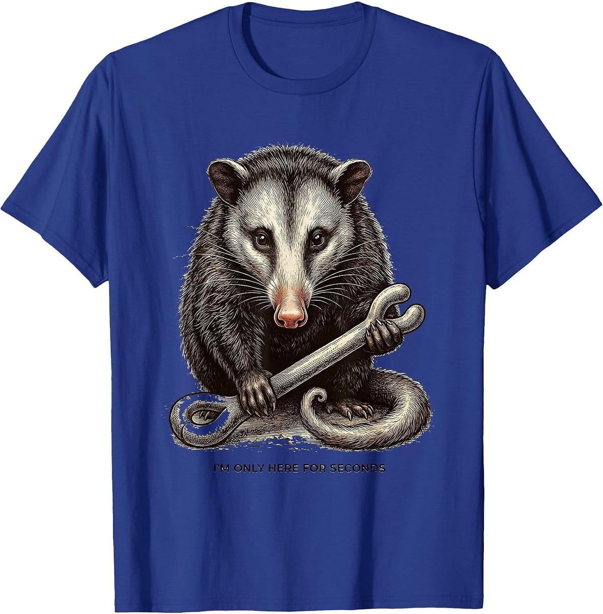 I'm Only Here For Seconds Funny Opossum Thanksgiving T-Shirt - Royal Blue