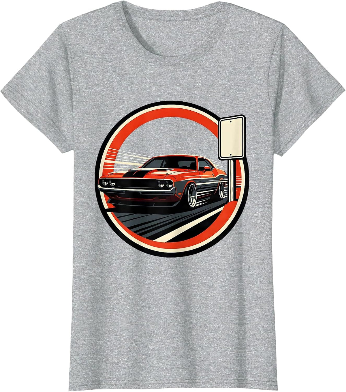 Women's Racing Lifestyle Labor Day Muscle Car Design T-Shirt - Heather Grey