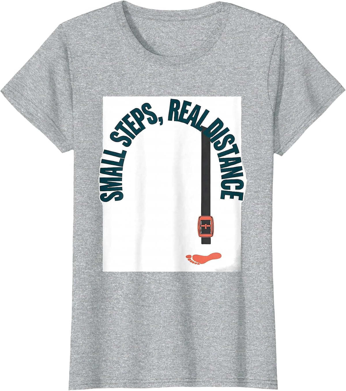 Women's Small Steps Real Distance Bold Screenprint OT PT Therapist T-Shirt - Heather Grey