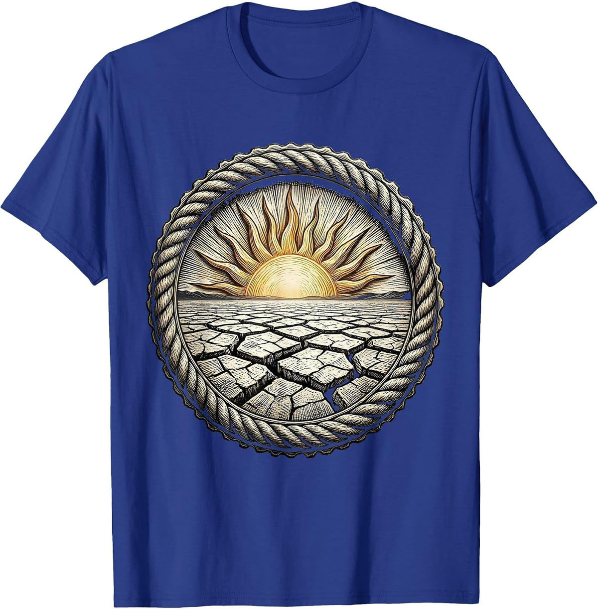 Men's Cracked Salt Flat Desert Scorching Sun Graphic T-Shirt - Royal Blue