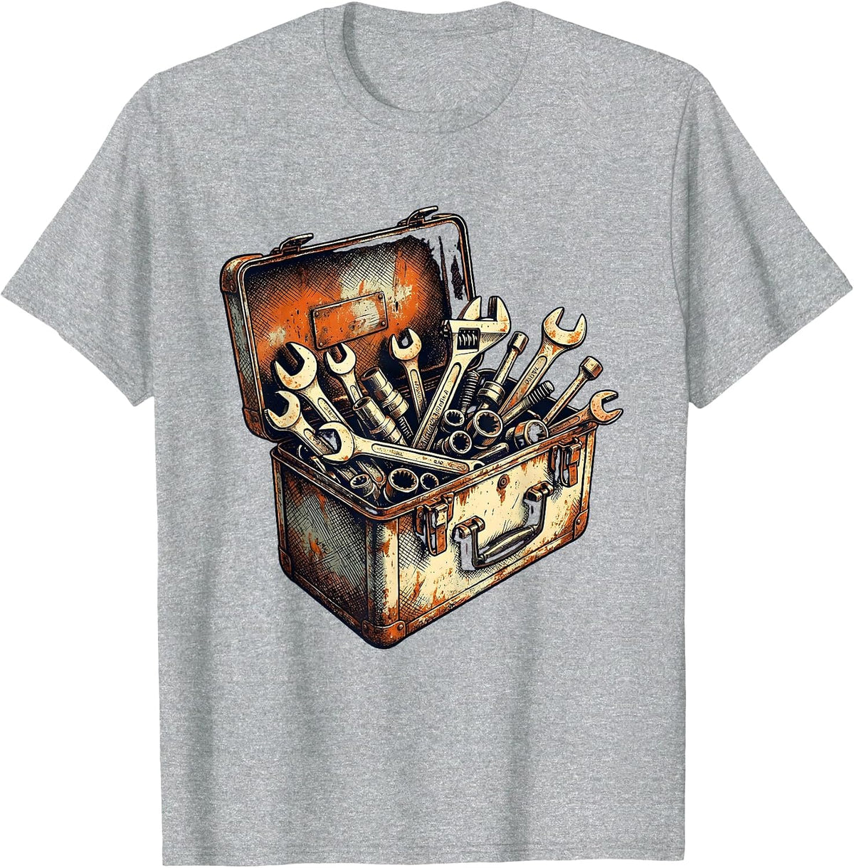 Men's Mechanic Toolbox Overflowing Wrenches Graphic T-Shirt - Heather Grey