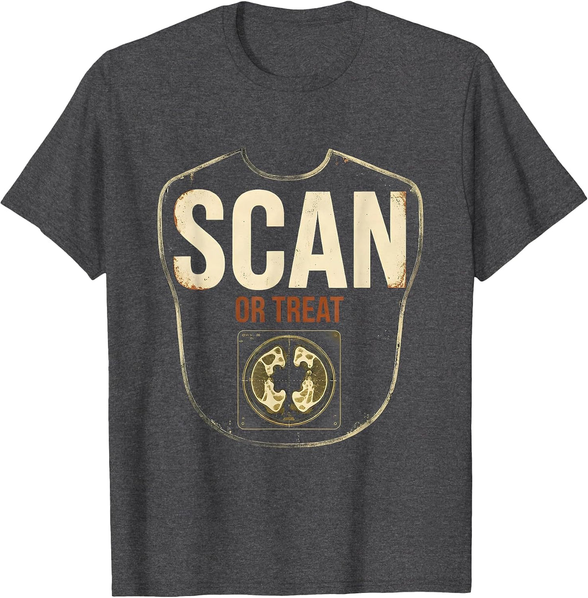 Scan Or Treat Vintage Radiology Tech Halloween Workplace T-Shirt - Dark Heather Grey