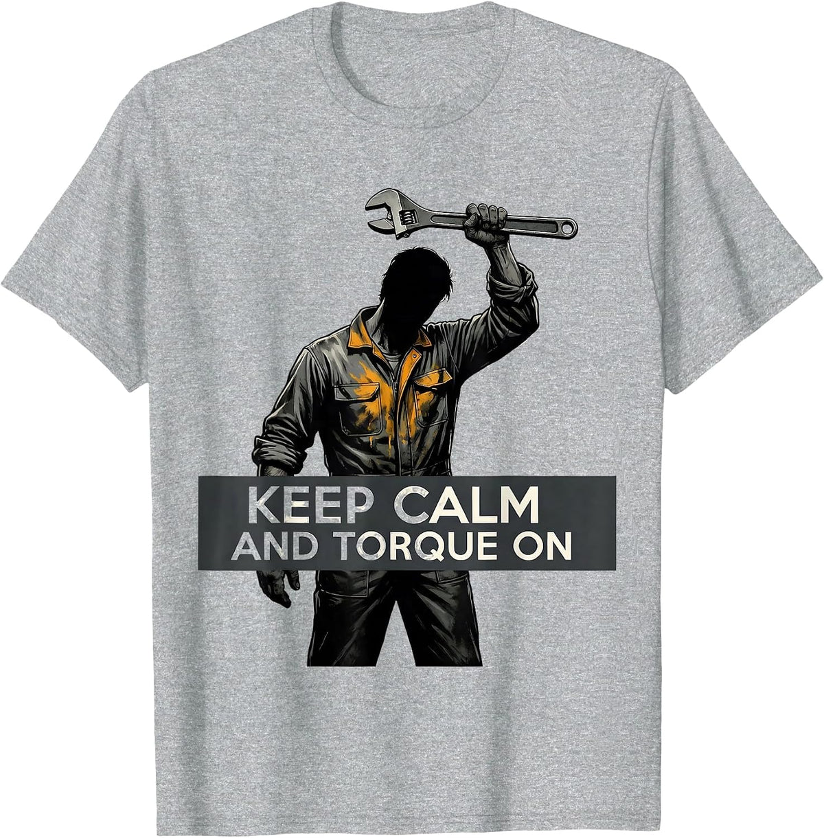 Men's Keep Calm and Torque On Mechanic Design T-Shirt - Heather Grey
