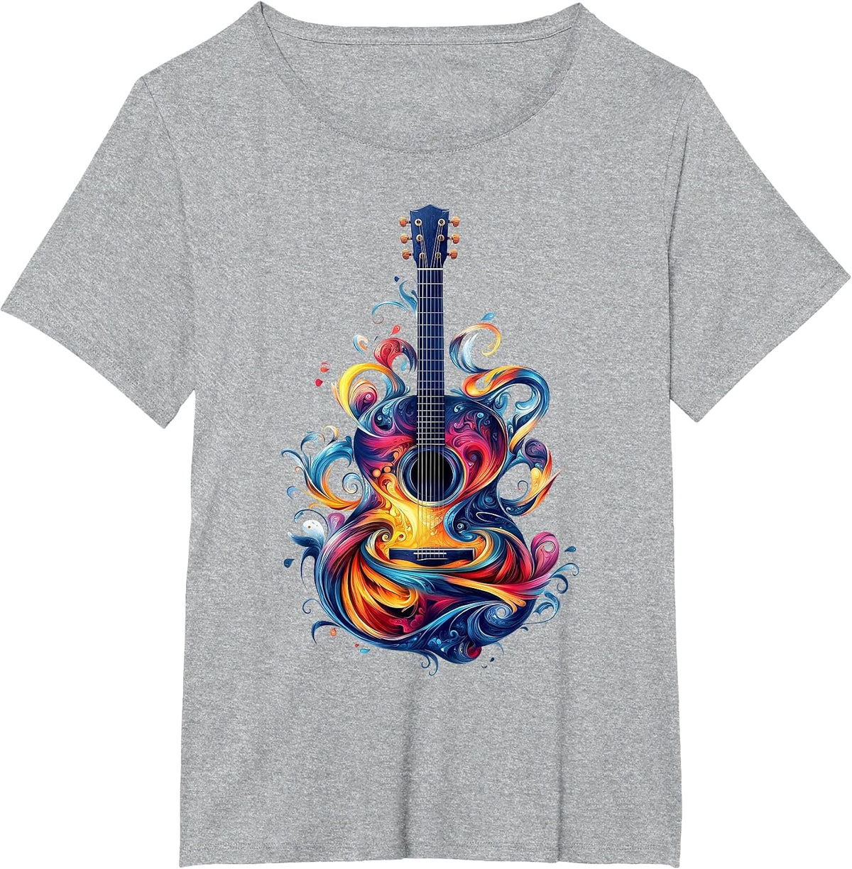 Watercolor Guitar Instrument with Splash Guitar T-Shirt - Heather Grey