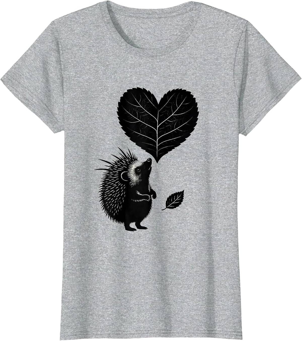 Rounded Hedgehog Cute Cartoon Humor Novelty Christmas T-Shirt - Heather Grey