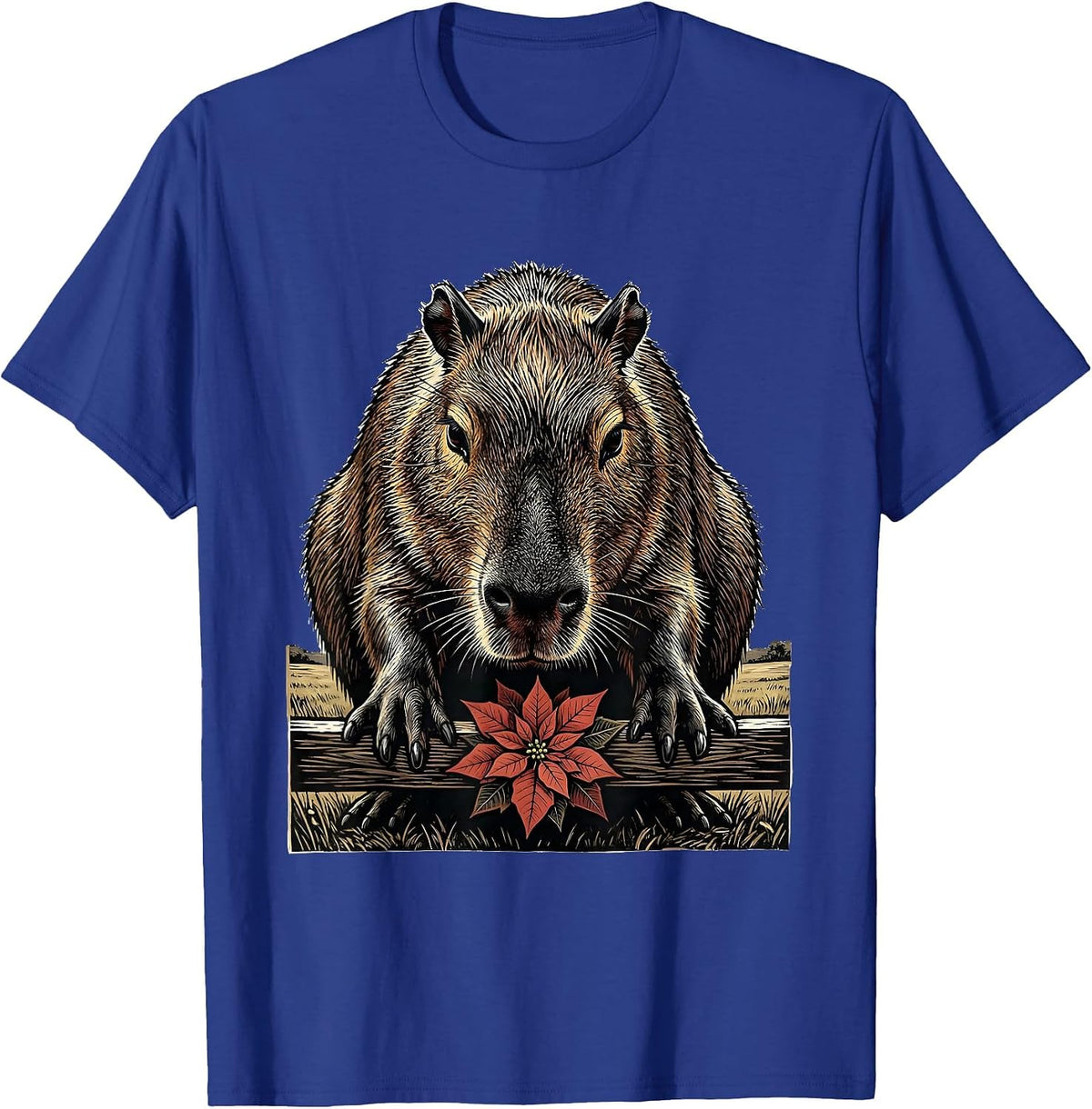 Men's Capybara Bow Christmas Humor Animal Lover Family T-Shirt - Royal Blue