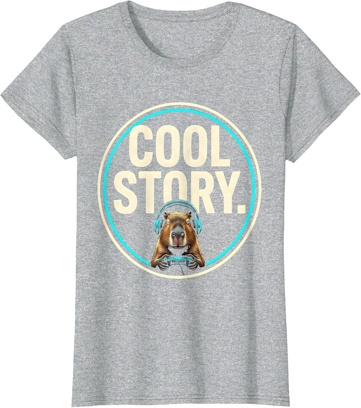 COOL STORY Funny Capybara Gamer Meme Humor T-Shirt - Heather Grey