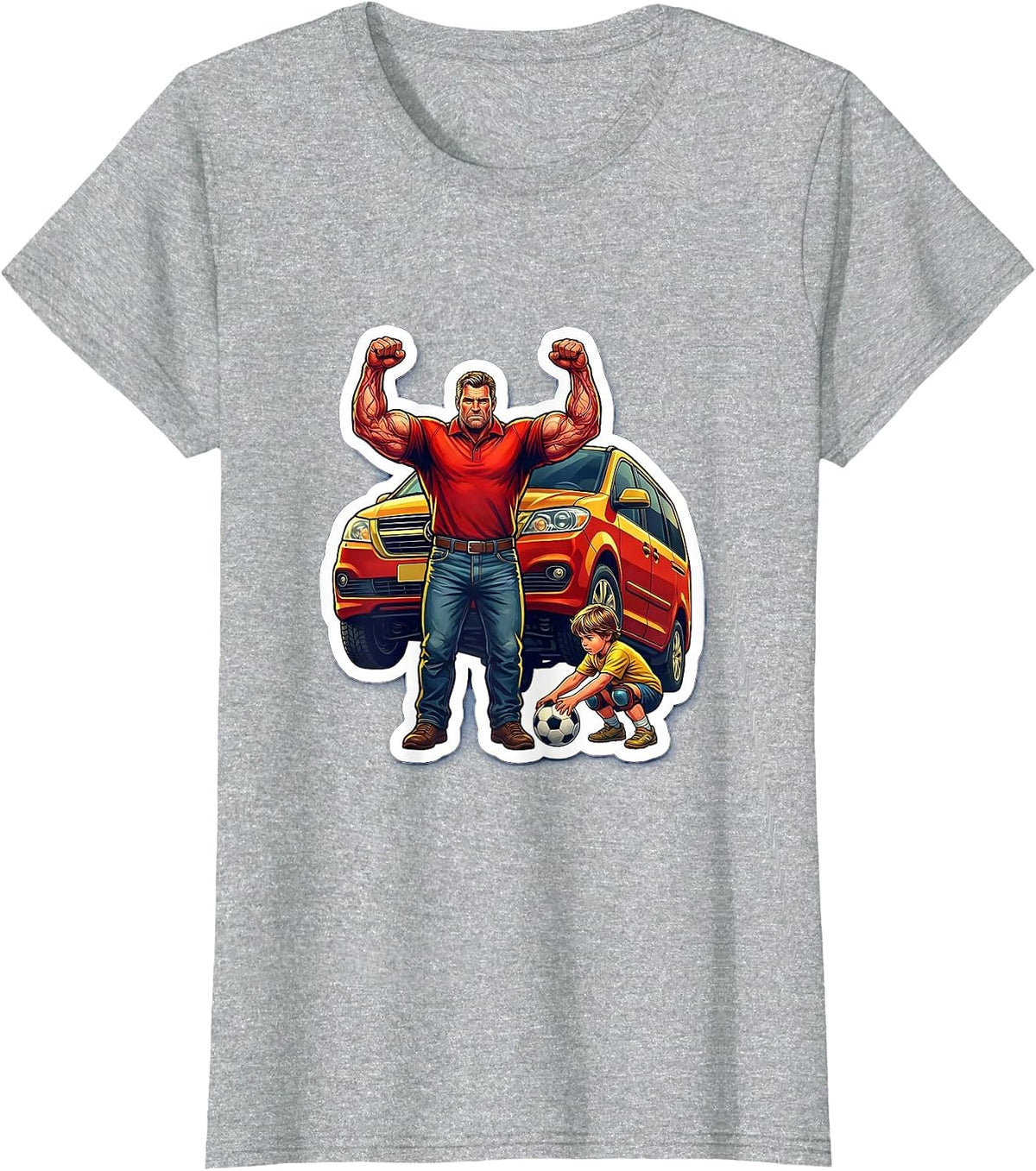 Women's Super Dad Minivan Lift Soccer Hero Graphic T-Shirt - Heather Grey