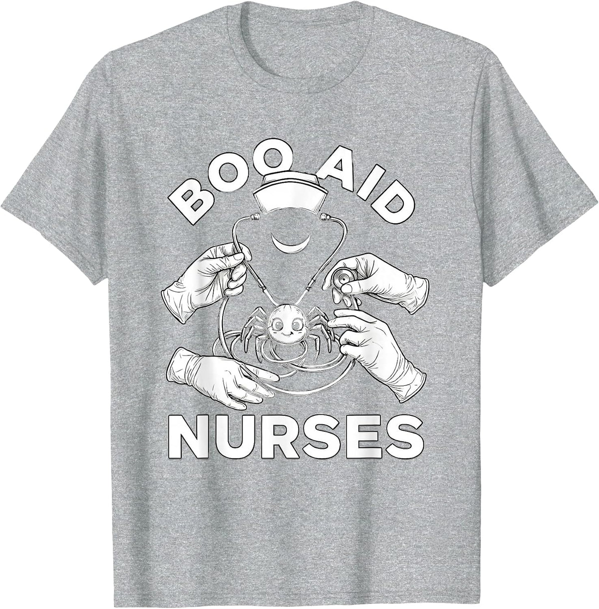 Men's Boo Aid Nurses Funny Halloween Nurse Crew T-Shirt - Heather Grey