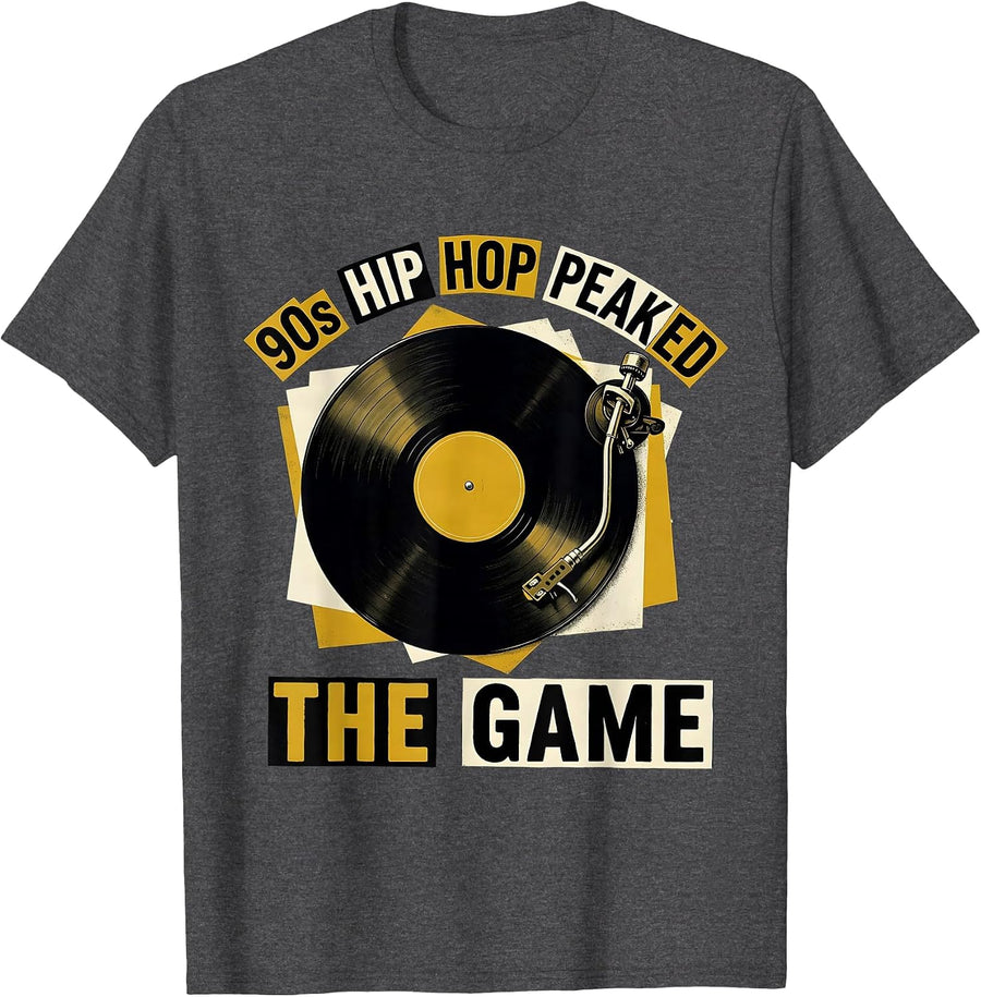 Men's 90s Hip Hop Peaked The Game Retro Music Nostalgia Band Fan T-Shirt - Dark Heather Grey