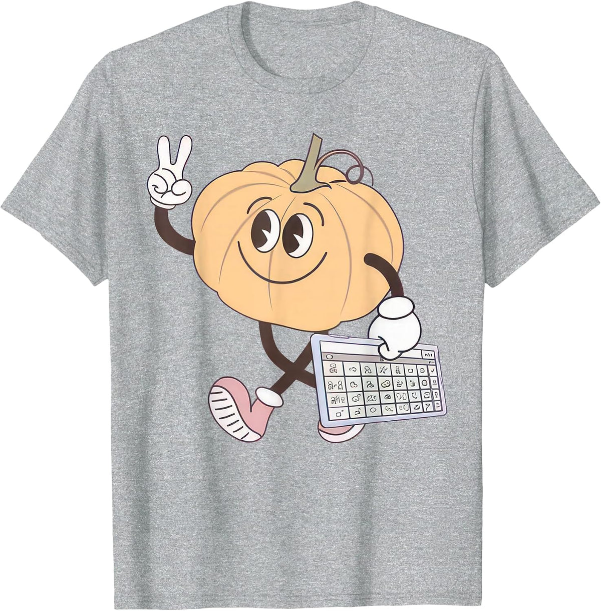 Awareness Fall Pumpkin AAC Device Autism Special Halloween T-Shirt - Heather Grey