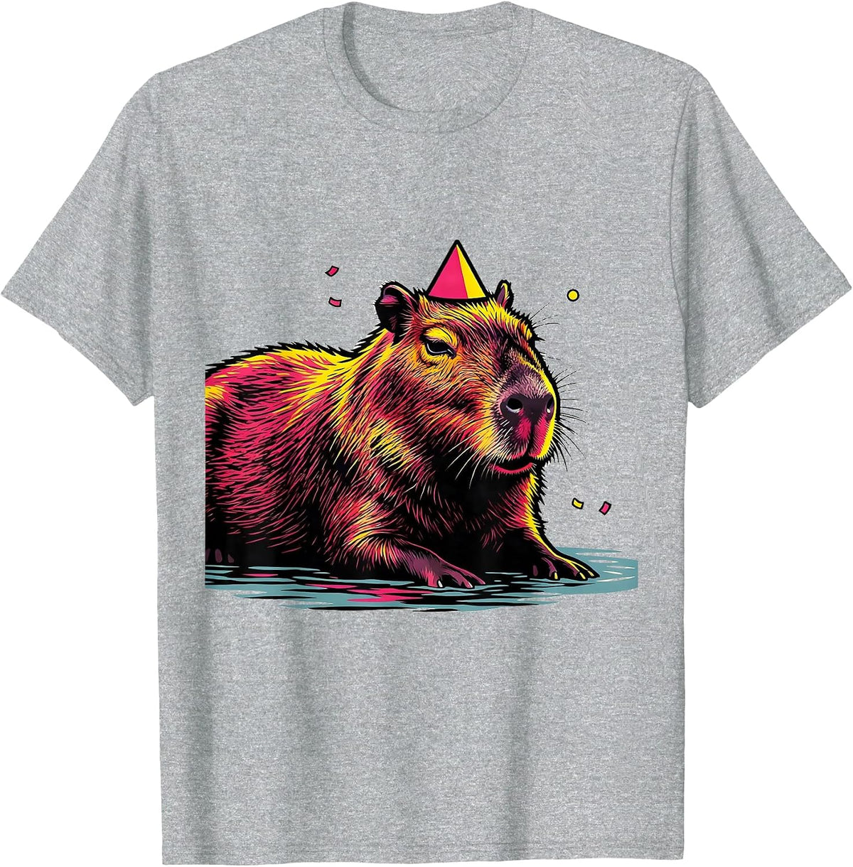 Men's Low Capybara Pop Art Birthday Novelty Gift T-Shirt - Heather Grey