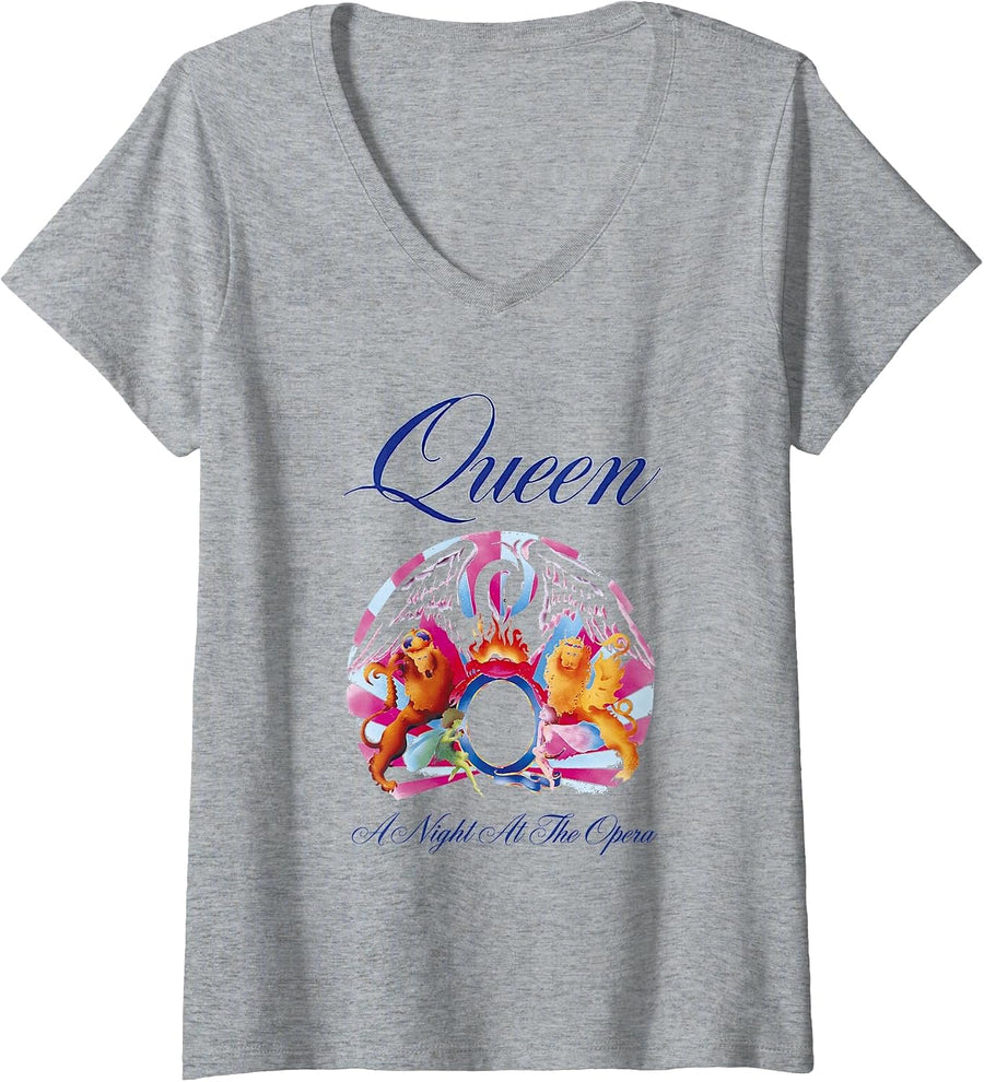 Women's Queen Night at The Opera V-Neck T-Shirt - Heather Grey