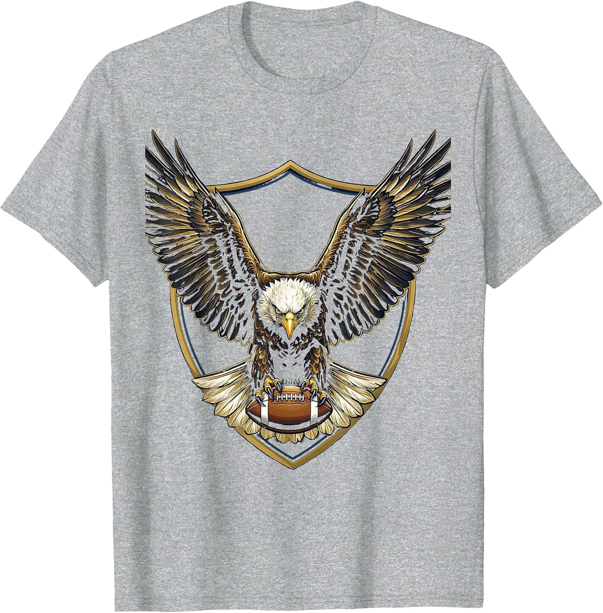 Men's Bold Eagle Clutching Football Mid-Dive Graphic T-Shirt - Heather Grey