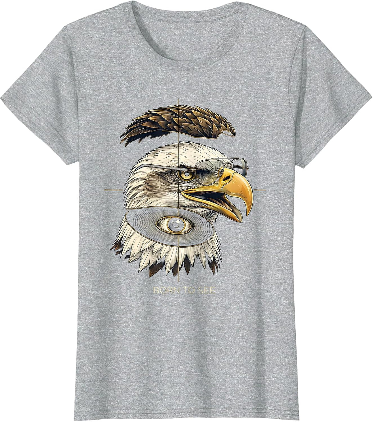 Born To See Exploded View Technical Eagle Pride Kids Teens T-Shirt - Heather Grey