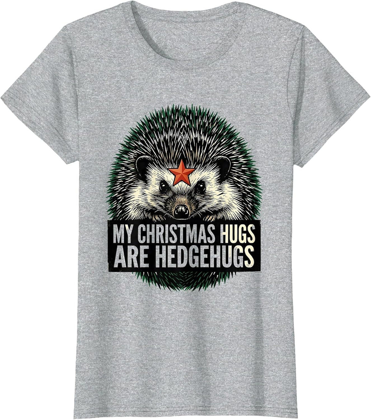 My Christmas Hugs Are Hedgehugs Cute Hedgehog Animal Lover T-Shirt - Heather Grey