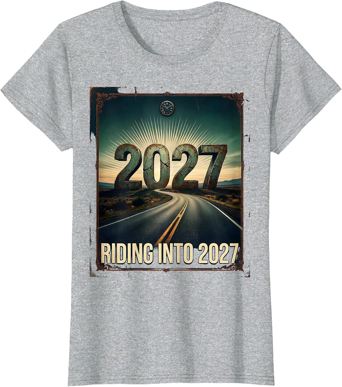 Riding Into 2027 Vintage New Year Family Matching T-Shirt - Heather Grey