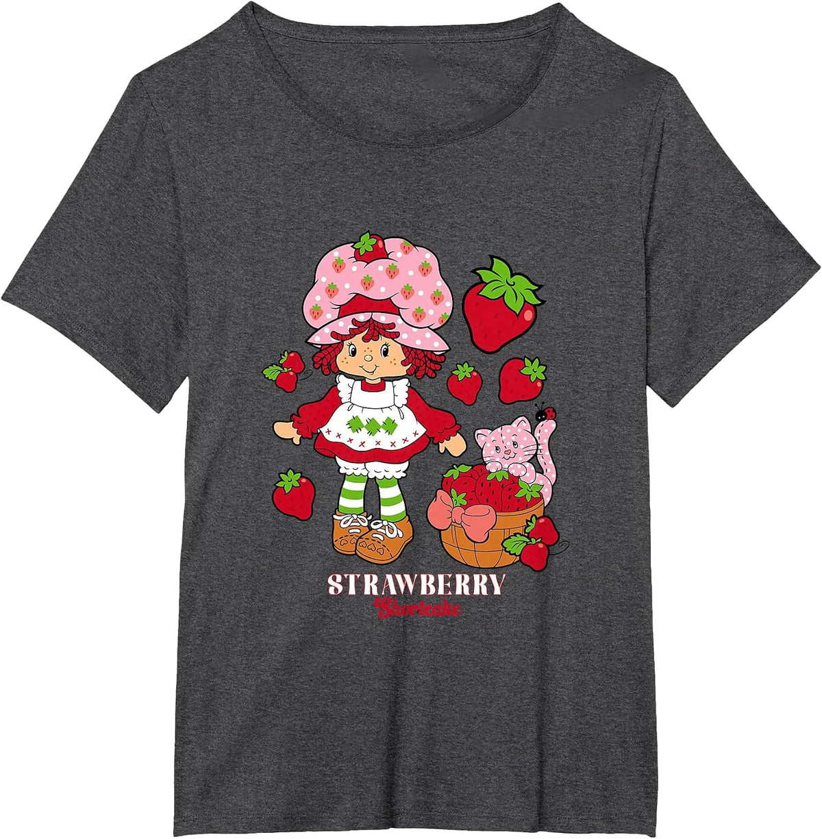 Strawberry Shortcake & Kitty Custard Vintage T-Shirt - Dark Heather Grey