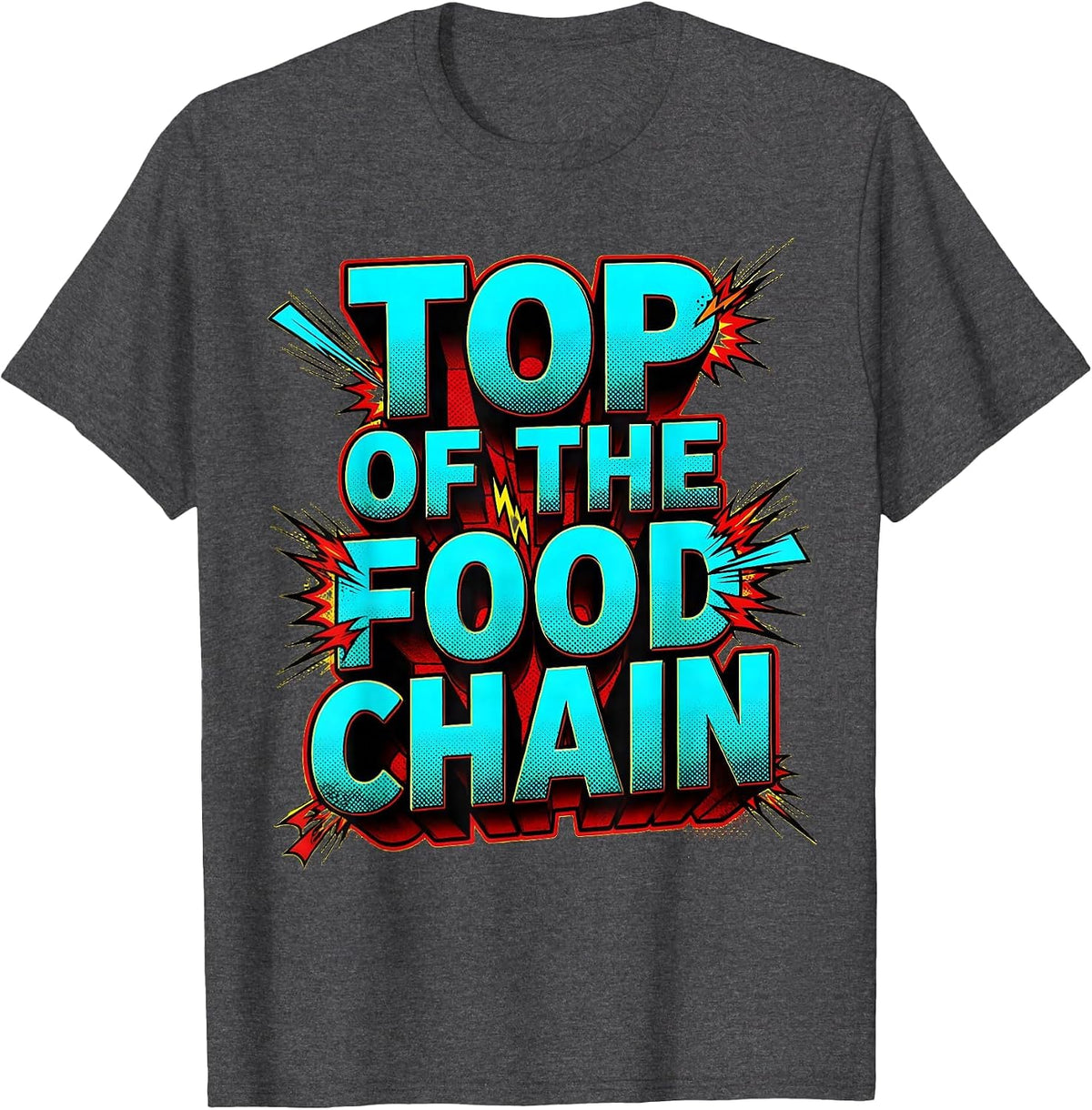 Men's Top of the Food Chain Shark Graphic Design T-Shirt - Dark Heather Grey