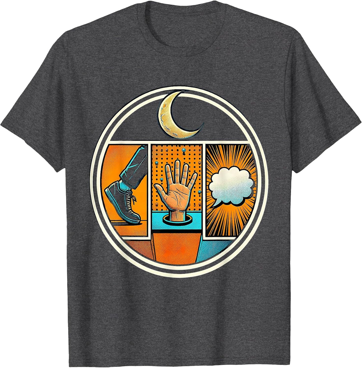 Sealed Comic Badge Pop Art Physical Therapist Halloween T-Shirt - Dark Heather Grey