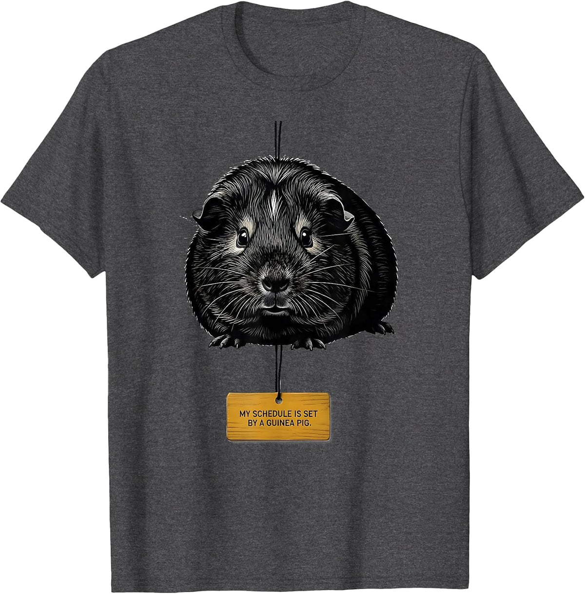 Men's My Schedule Is Set By A Guinea Pig Funny Guinea Pig Lover T-Shirt - Dark Heather Grey