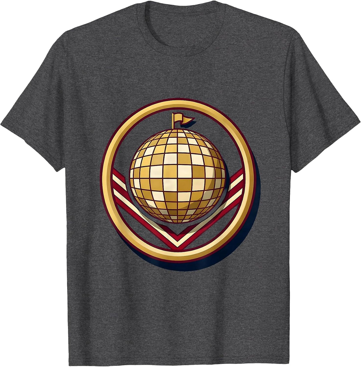 Sealed Disco Ball Badge Retro 70s Party Costume T-Shirt - Dark Heather Grey