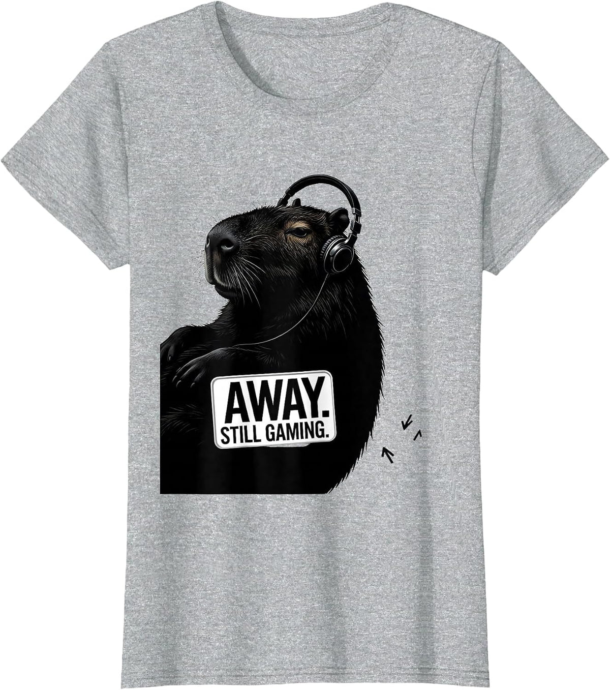Away. Still Gaming Funny Capybara Gamer Meme Humor T-Shirt - Heather Grey