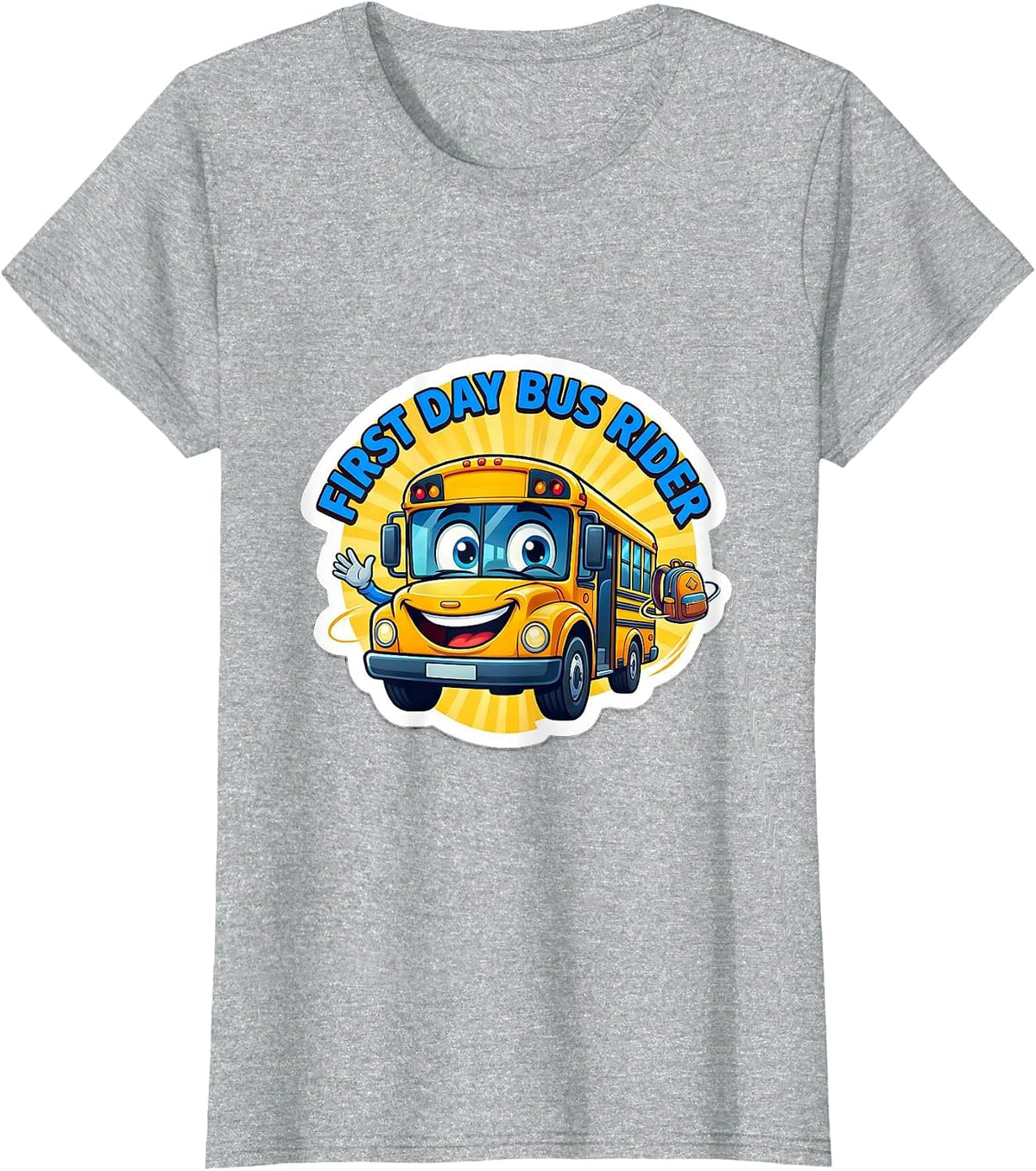 First Day Bus Rider Cute School Bus Driver Kids Novelty T-Shirt - Heather Grey