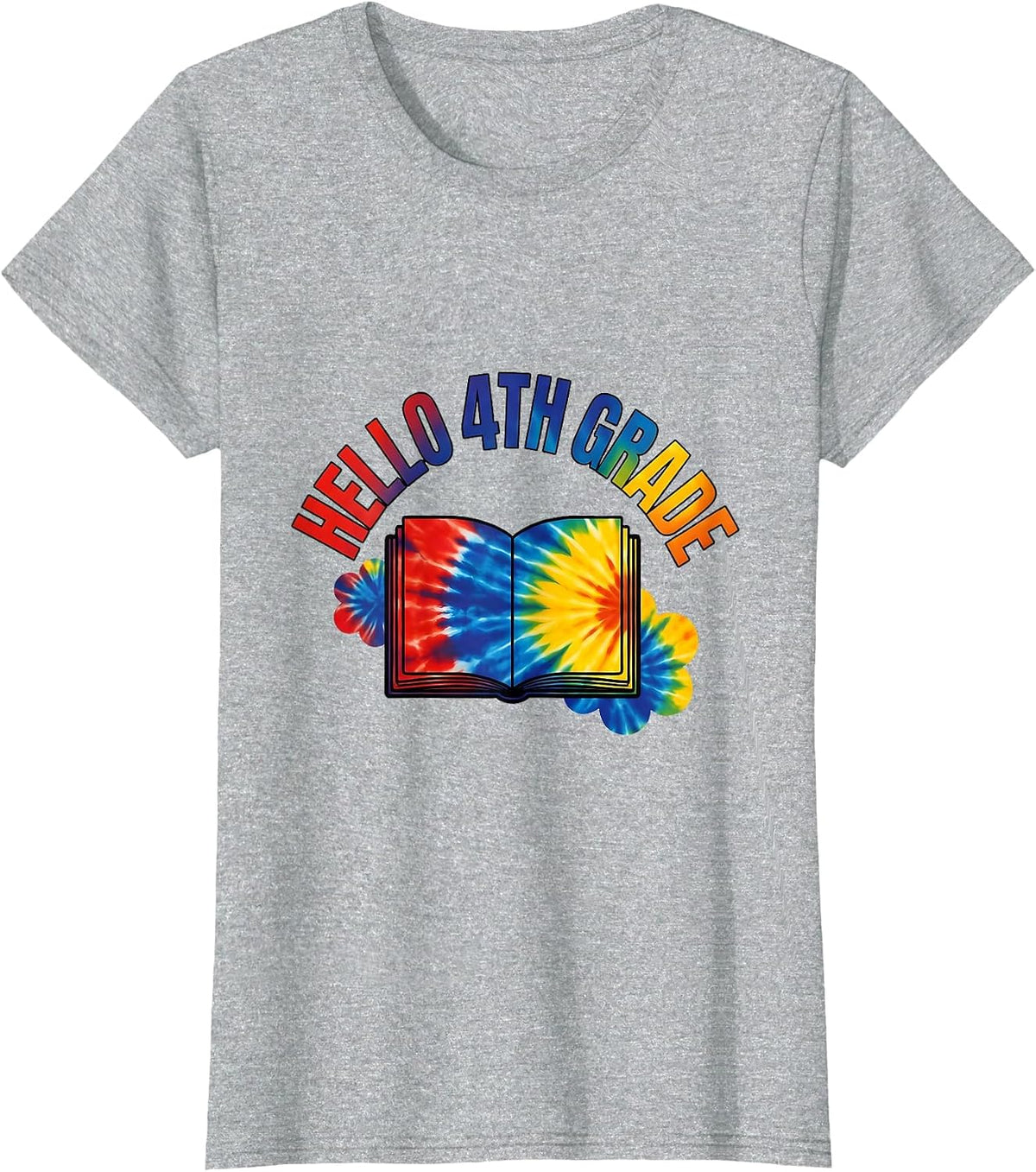 Hello 4th Grade Colorful Back To School Grade Level Team T-Shirt - Heather Grey