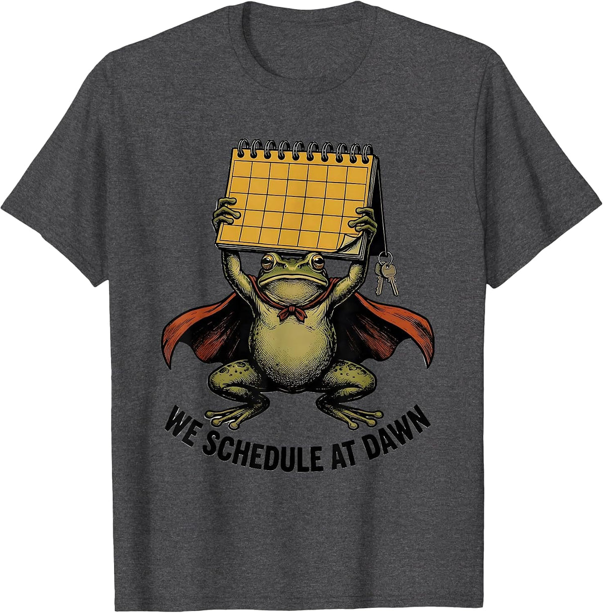 We Schedule At Dawn Funny Teacher Frog Back to School T-Shirt - Dark Heather Grey