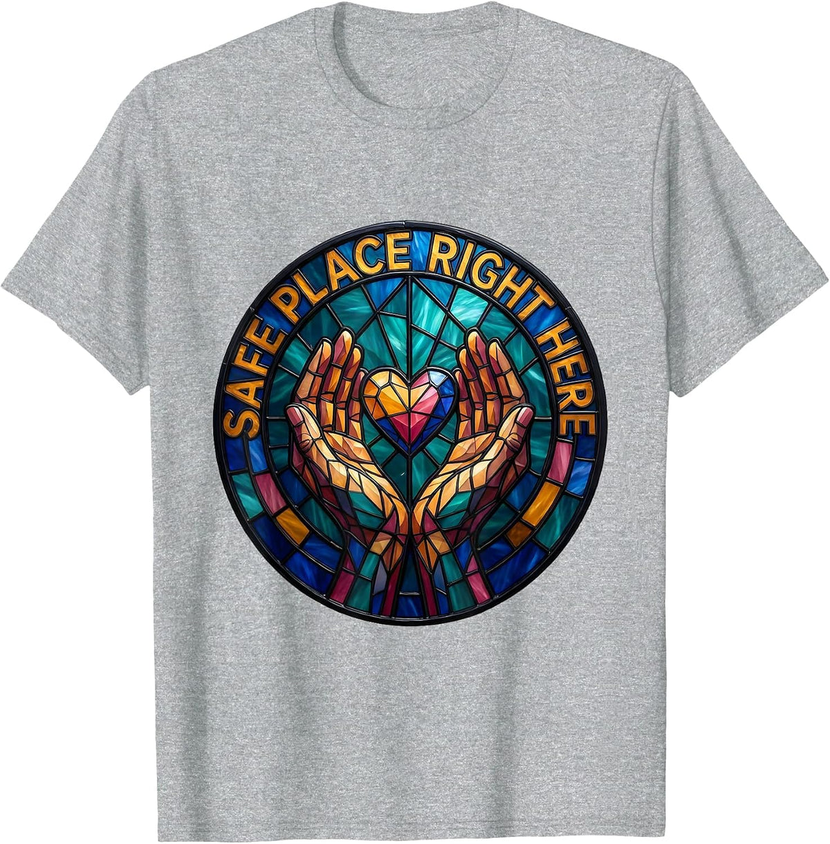 Men's Safe Place Right Here Comfort and Support Design T-Shirt - Heather Grey