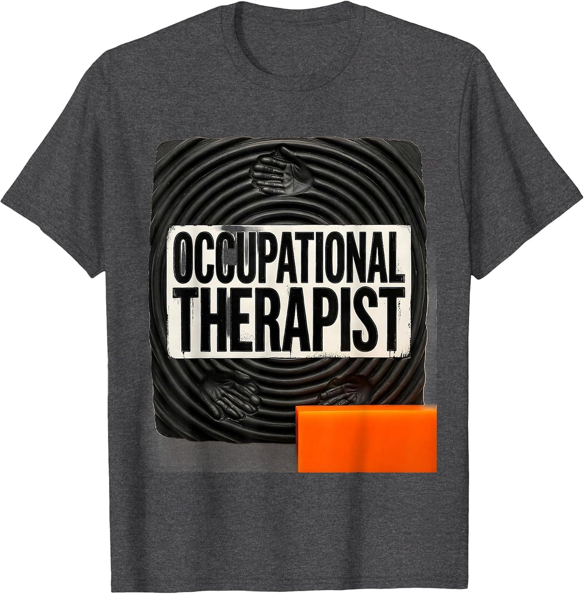 Occupational Therapist Wood Type Letterpress Therapy T-Shirt - Dark Heather Grey