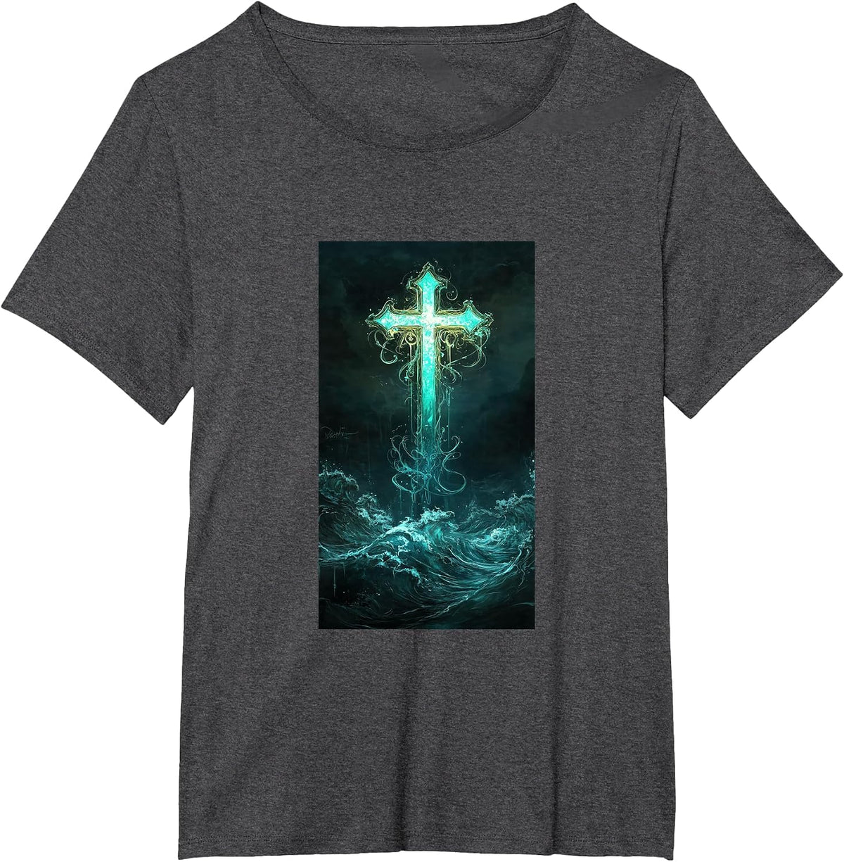 Gothic Cross Grunge Aesthetic Y2k Goth Christian T-Shirt - Dark Heather Grey