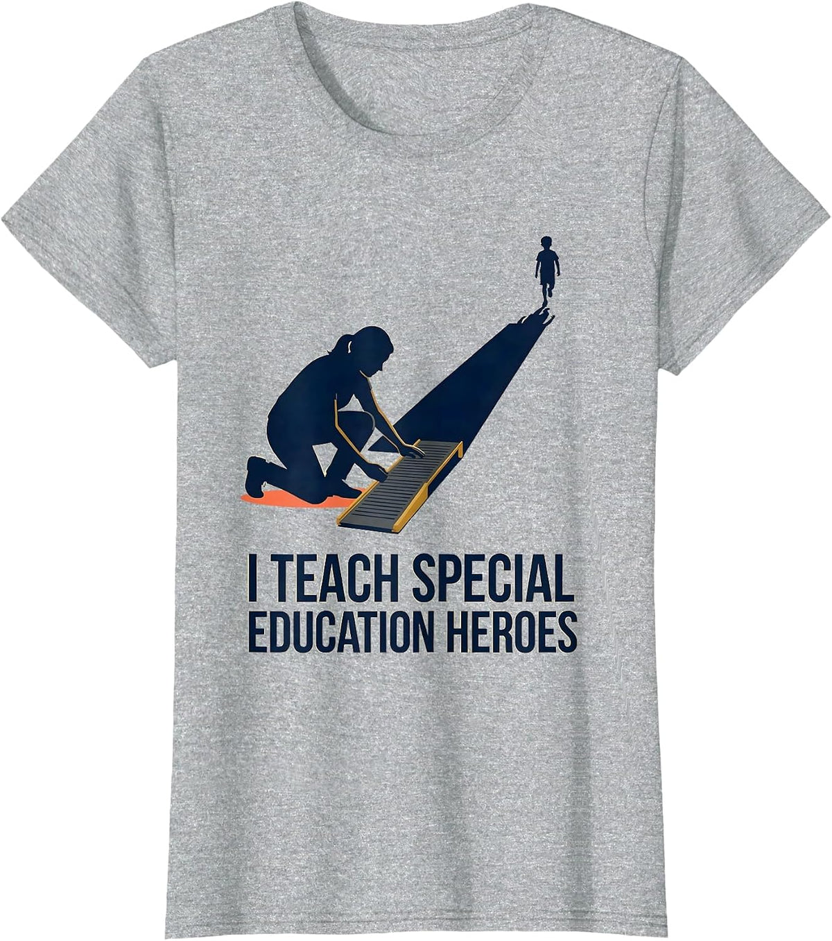 I Teach Special Education Heroes Funny Teacher Back T-Shirt - Heather Grey