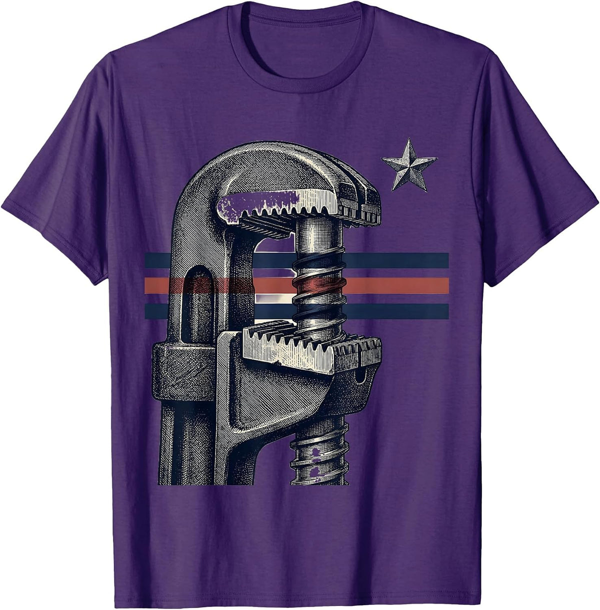 Hydraulic Pipe Tong Mechanic American Flag Oilfield Worker T-Shirt - Purple